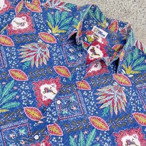 Vintage Reyn Spooner Blue Hawaiian Aloha Shirt Mens XXL Tall Bird Floral Print